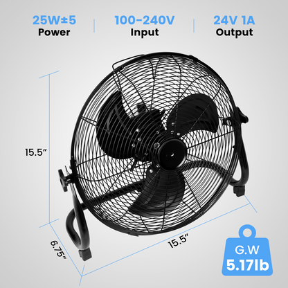 Rechargeable Cordless Floor Fan, 12-Inch, High Velocity Floor Fan With 360-Degree Tilt, Ready-to-use, Battery Operated, Heavy Duty Metal Floor Fan for Industrial, Commercial, Residential, Office
