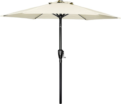 Simple Deluxe 7.5' Patio Outdoor Table Market Yard Umbrella with Push Button Tilt/Crank, 6 Sturdy Ribs for Garden, Deck, Backyard, Pool, 7.5ft, Beige