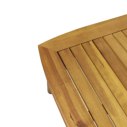 Patio Loveseat and Coffee Table Set, Patio Furniture Set with Cushion, Acacia Wood Frame Conversation Set for Garden, Backyard, Porch and Poolside, Minimalistic Style