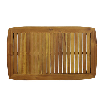 Patio Loveseat and Coffee Table Set, Patio Furniture Set with Cushion, Acacia Wood Frame Conversation Set for Garden, Backyard, Porch and Poolside, Minimalistic Style