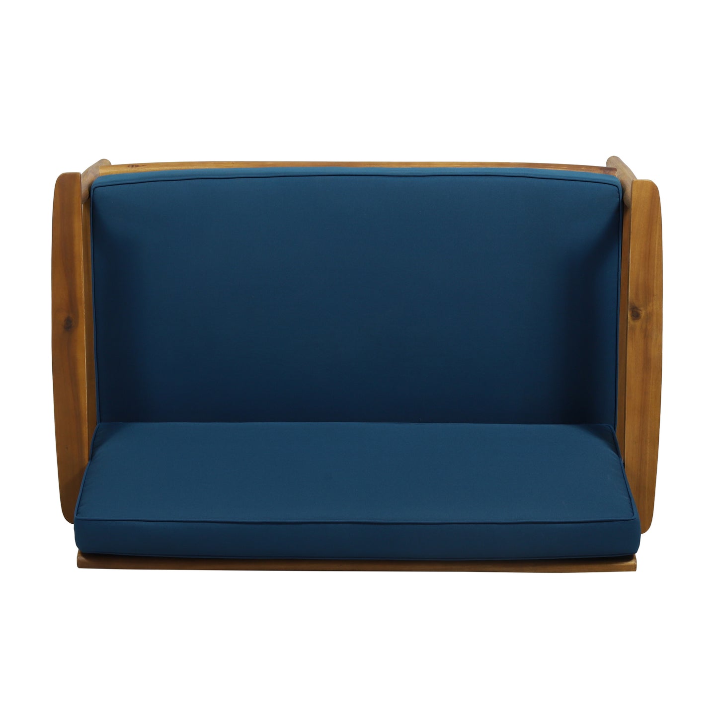 Patio Loveseat and Coffee Table Set, Patio Furniture Set with Cushion, Acacia Wood Frame Conversation Set for Garden, Backyard, Porch and Poolside, Minimalistic Style