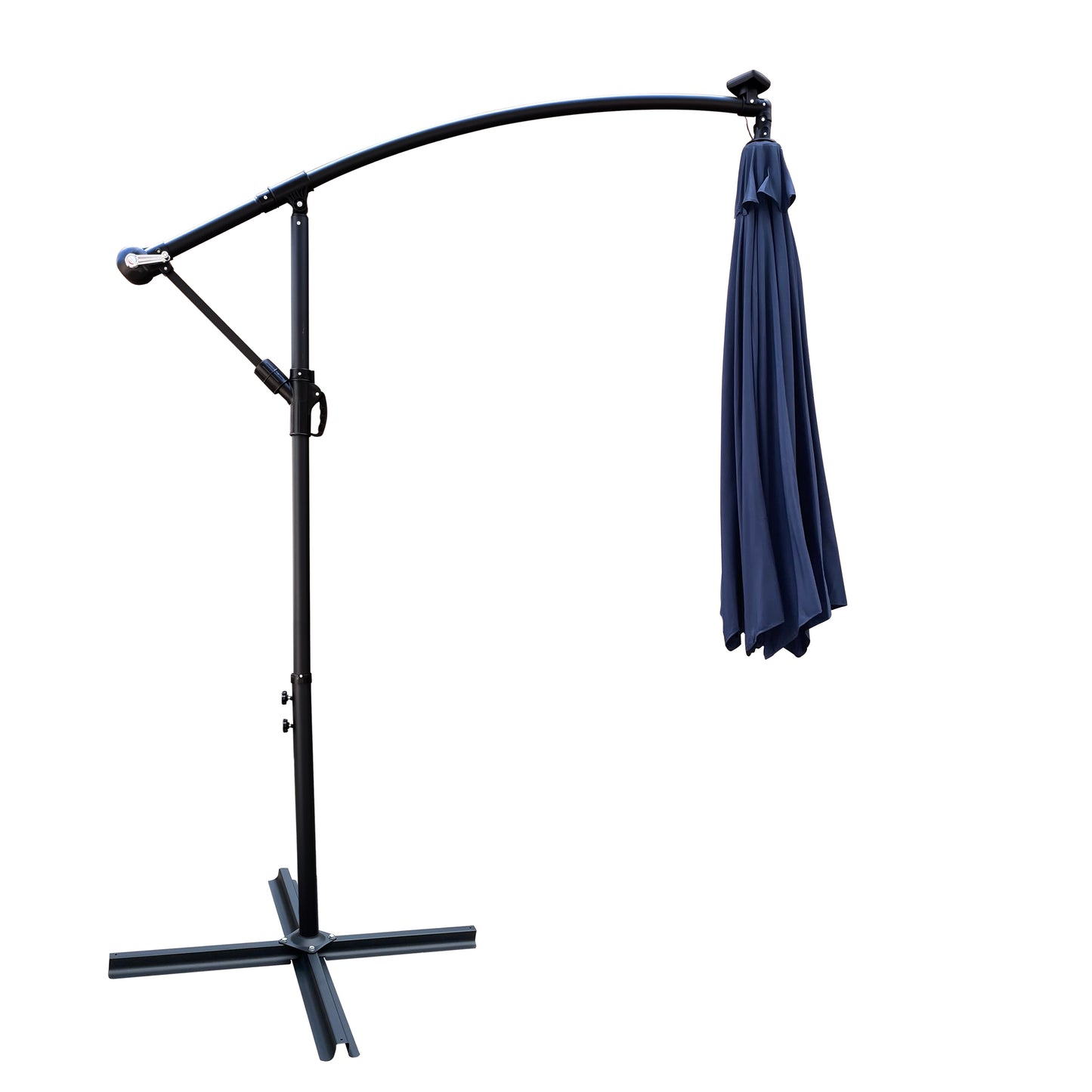10 ft Outdoor Patio Umbrella Solar Powered LED Lighted Sun Shade Market Waterproof 8 Ribs Umbrella with Crank and Cross Base for Garden Deck Backyard Pool Shade Outside Deck Swimming Pool