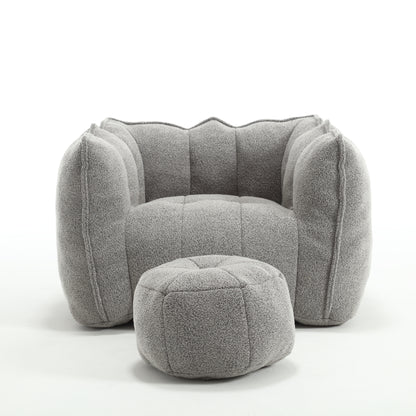 Soft Bean Bag Chair with High Resilient Foam(Chips)for living room and bedroom,Comfortable Square Lazy Sofa with Footstool, Cover for Adults to Gaming, Reading, and Watching TV