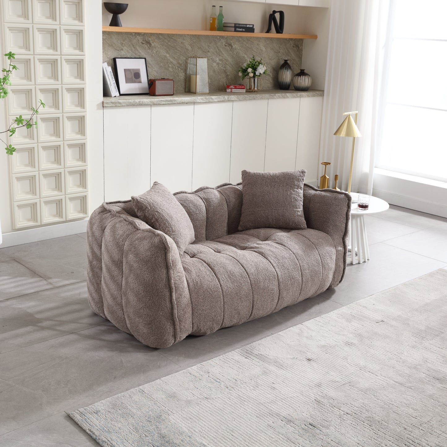 Soft beanbag chair with high resilience foam core for two people. The comfortable square recliner sofa is ideal for family members and friends engaged in games, reading, watching TV