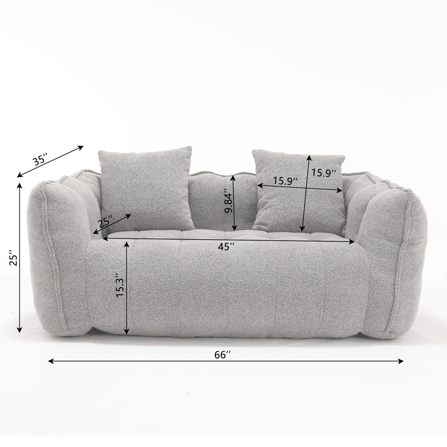 Soft beanbag chair with high resilience foam core for two people. The comfortable square recliner sofa is ideal for family members and friends engaged in games, reading, watching TV