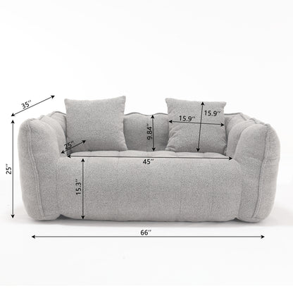 Soft beanbag chair with high resilience foam core for two people. The comfortable square recliner sofa is ideal for family members and friends engaged in games, reading, watching TV