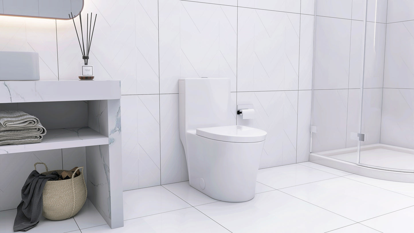 Elongated One Piece Toilet White