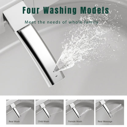 Black Square Smart Toilet with Built-in Tank for Bathroom, Remote Control, Tankless Bidet Toilet with Foot Touching Lid Opening, Auto Flush, Heated Seat, LED Digital Display, User Memory, Matte Black