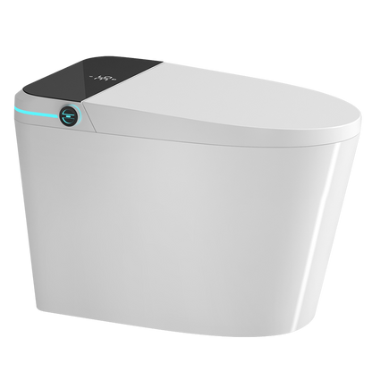 Modern Smart Toilet with Bidet Seat Built-in, Intelligent Toilet Auto Open/Close Seat, Foot Sensor, LED Display,Night Light, Warm Water & Dryer,White