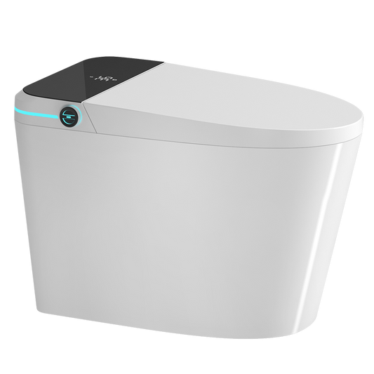 Modern Smart Toilet with Bidet Seat Built-in, Intelligent Toilet Auto Open/Close Seat, Foot Sensor, LED Display,Night Light, Warm Water & Dryer,White
