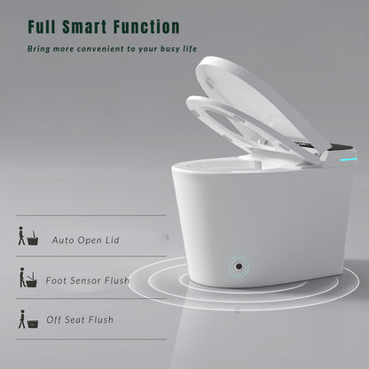 Modern Smart Toilet with Bidet Seat Built-in, Intelligent Toilet Auto Open/Close Seat, Foot Sensor, LED Display,Night Light, Warm Water & Dryer,White