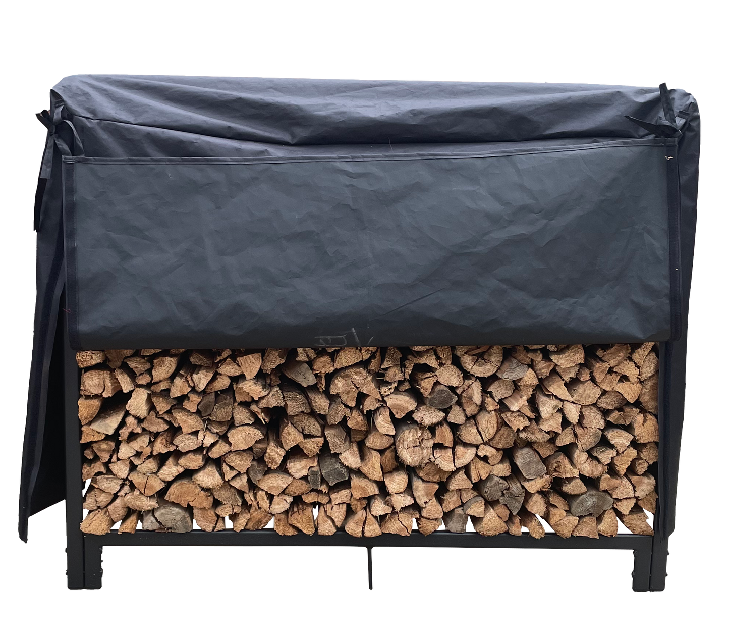 Artibear Firewood Rack Stand 4ft Heavy Duty Logs Holder for Outdoor Indoor Fireplace Metal Wood Pile Storage Stacker Organizer, Matte Black