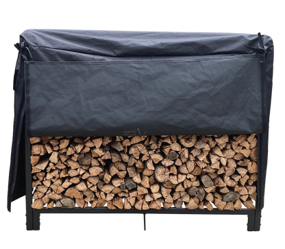 Artibear Firewood Rack Stand 4ft Heavy Duty Logs Holder for Outdoor Indoor Fireplace Metal Wood Pile Storage Stacker Organizer, Matte Black