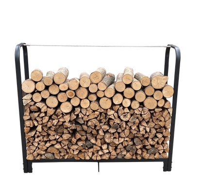 Artibear Firewood Rack Stand 4ft Heavy Duty Logs Holder for Outdoor Indoor Fireplace Metal Wood Pile Storage Stacker Organizer, Matte Black