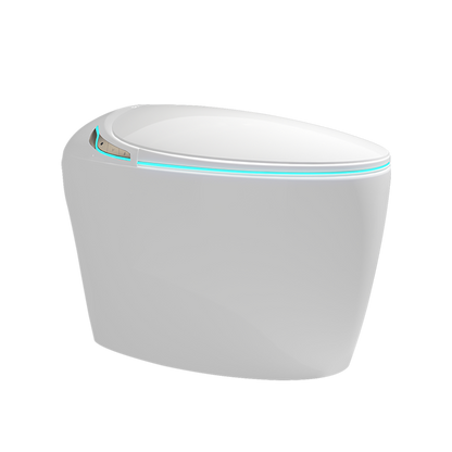 Unique Smart Toilet with Bidet Built In, Intelligent One Piece Toilet For Modern Bathroom, Auto Open/Close Seat, Foot Sensor, LED Display,Night Light, Warm Water & Dryer,White