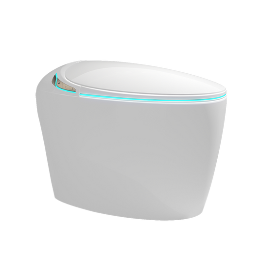 Unique Smart Toilet with Bidet Built In, Intelligent One Piece Toilet For Modern Bathroom, Auto Open/Close Seat, Foot Sensor, LED Display,Night Light, Warm Water & Dryer,White