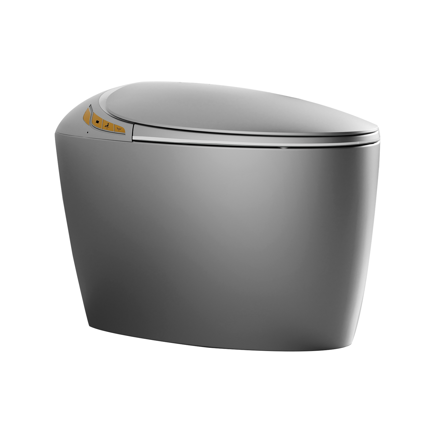 Unique Smart Toilet with Bidet Built In, Intelligent One Piece Toilet For Modern Bathroom, Auto Open/Close Seat, Foot Sensor, LED Display,Night Light, Warm Water & Dryer,Grey