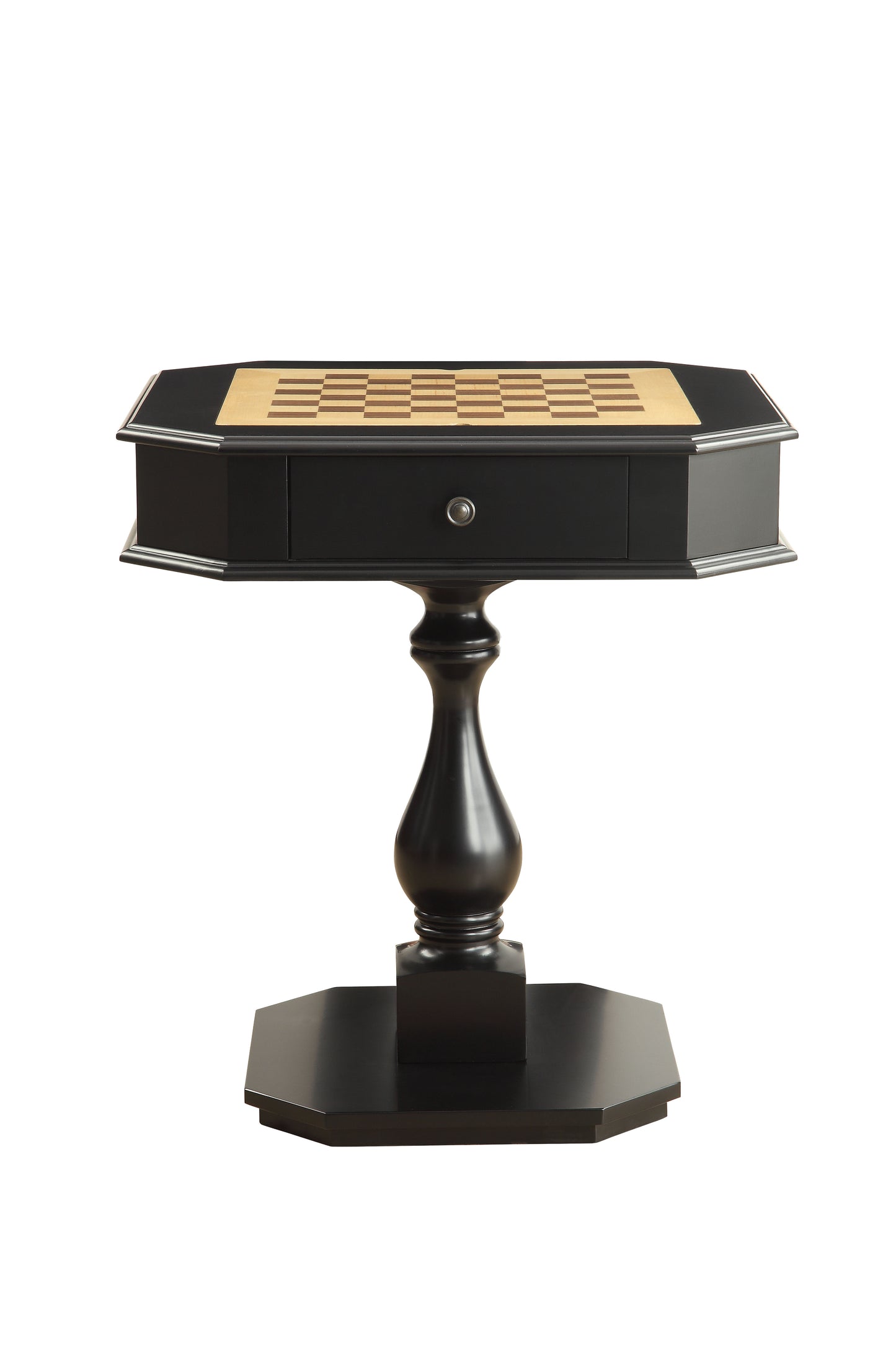 Bishop Black Finish Reversible Chess Checker Game Table w/Game Tray (Chess Fingures Not Included)