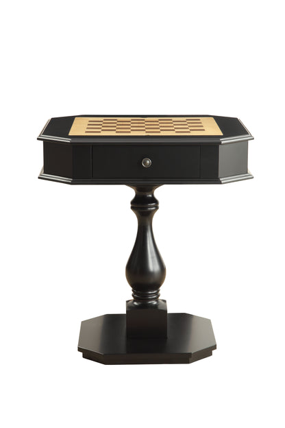Bishop Black Finish Reversible Chess Checker Game Table w/Game Tray (Chess Fingures Not Included)