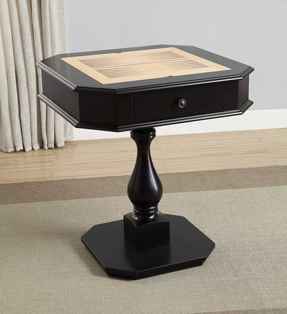 Bishop Black Finish Reversible Chess Checker Game Table w/Game Tray (Chess Fingures Not Included)
