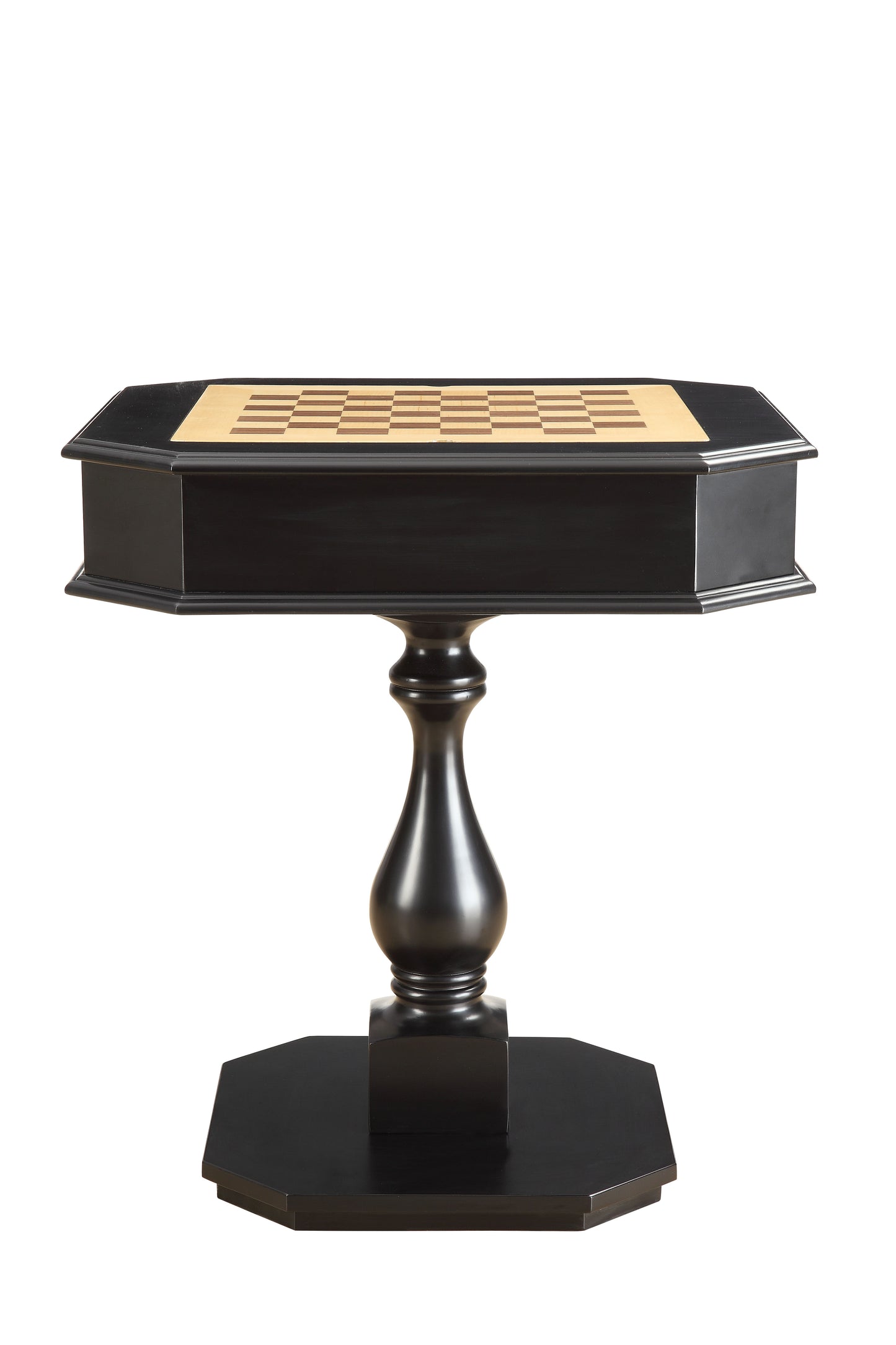 Bishop Black Finish Reversible Chess Checker Game Table w/Game Tray (Chess Fingures Not Included)