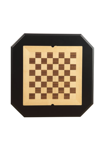 Bishop Black Finish Reversible Chess Checker Game Table w/Game Tray (Chess Fingures Not Included)