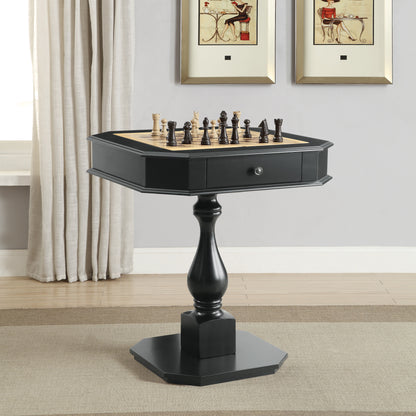 Bishop Black Finish Reversible Chess Checker Game Table w/Game Tray (Chess Fingures Not Included)