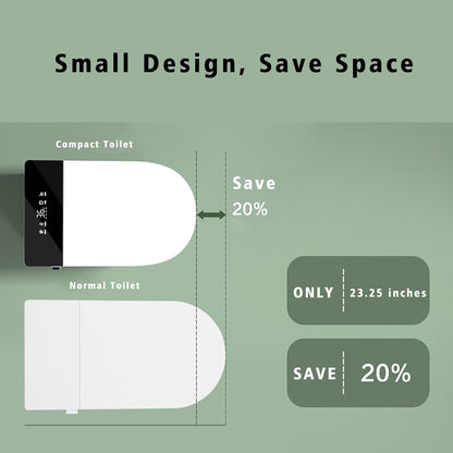 Compact Smart Toilet with Bidet Seat Built-in, Modern Tankless Design with 23.25" Depth, Auto Open Auto Flush, Heated Seat, Instant Warm Air Dryer for Small Bathrooms, White with Black Panel