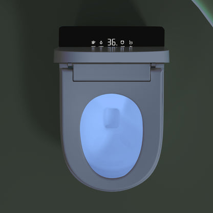 Compact Smart Toilet with Bidet Seat Built-in, Modern Tankless Design with 23.25" Depth, Auto Open Auto Flush, Heated Seat, Instant Warm Air Dryer for Small Bathrooms, White with Black Panel