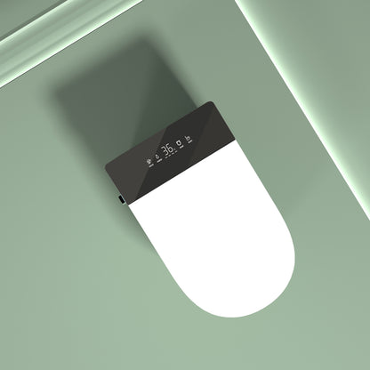 Compact Smart Toilet with Bidet Seat Built-in, Modern Tankless Design with 23.25" Depth, Auto Open Auto Flush, Heated Seat, Instant Warm Air Dryer for Small Bathrooms, White with Black Panel