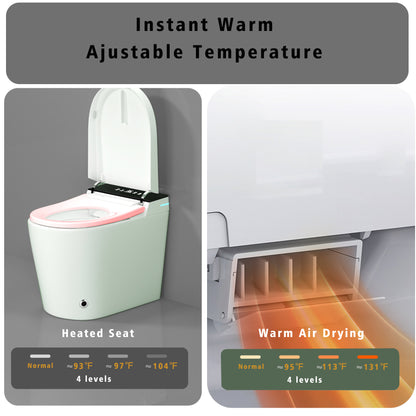Compact Smart Toilet with Bidet Seat Built-in, Modern Tankless Design with 23.25" Depth, Auto Open Auto Flush, Heated Seat, Instant Warm Air Dryer for Small Bathrooms, White with Black Panel