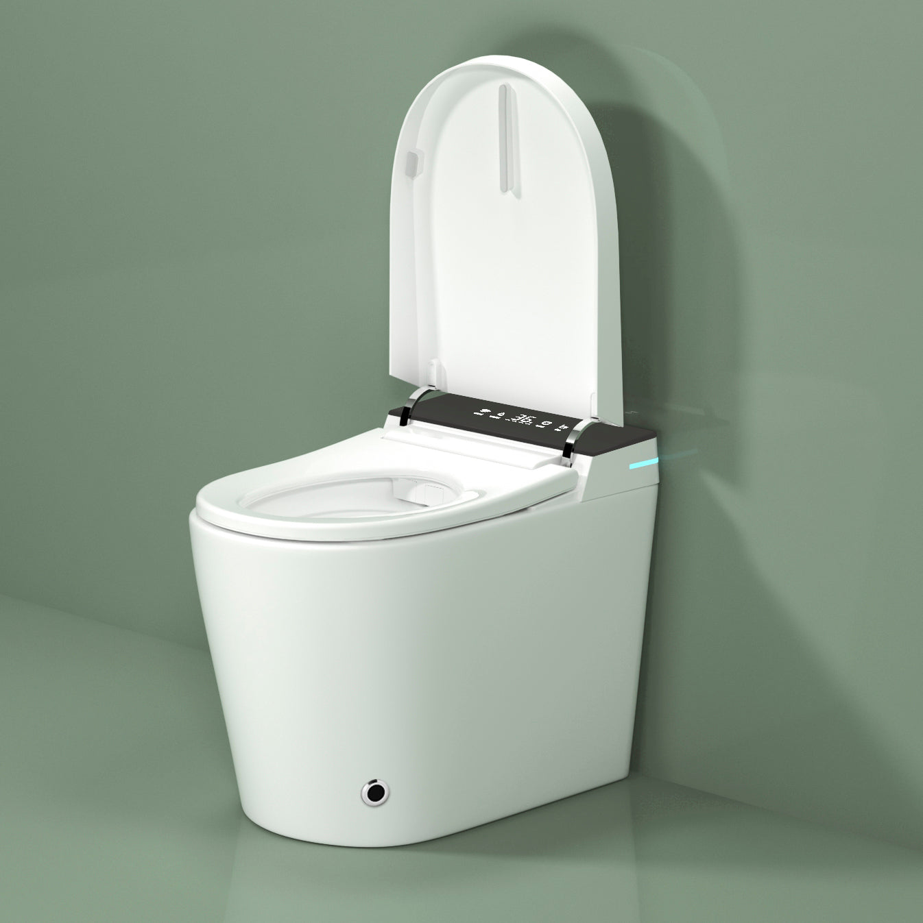 Compact Smart Toilet with Bidet Seat Built-in, Modern Tankless Design with 23.25" Depth, Auto Open Auto Flush, Heated Seat, Instant Warm Air Dryer for Small Bathrooms, White with Black Panel