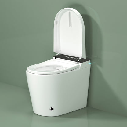 Compact Smart Toilet with Bidet Seat Built-in, Modern Tankless Design with 23.25" Depth, Auto Open Auto Flush, Heated Seat, Instant Warm Air Dryer for Small Bathrooms, White with Black Panel