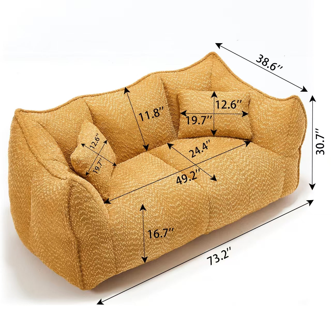 Soft beanbag chair with high resilience foam core for two people. The comfortable square recliner sofa is ideal for family members and friends engaged in games, reading, watching TV