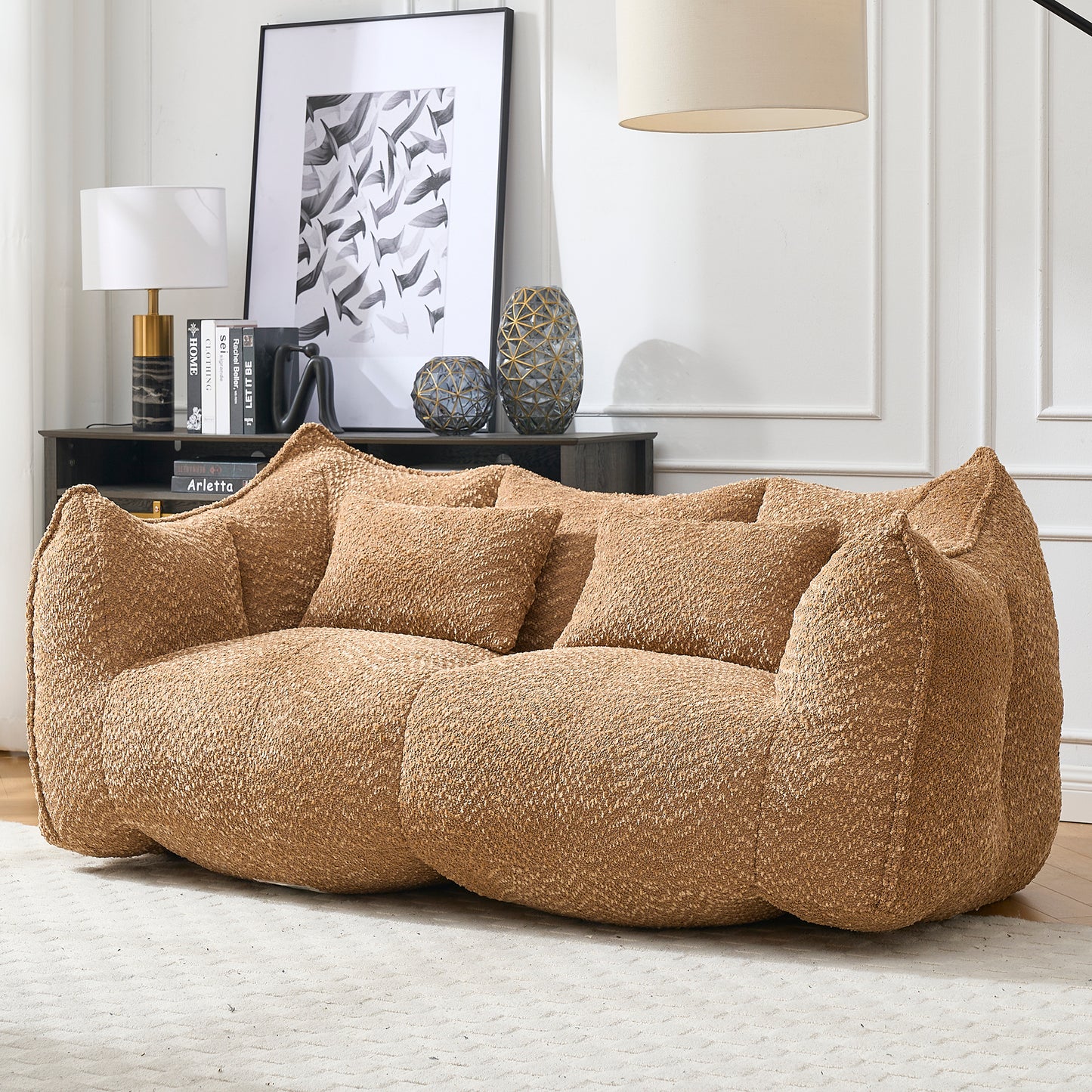 Soft beanbag chair with high resilience foam core for two people. The comfortable square recliner sofa is ideal for family members and friends engaged in games, reading, watching TV