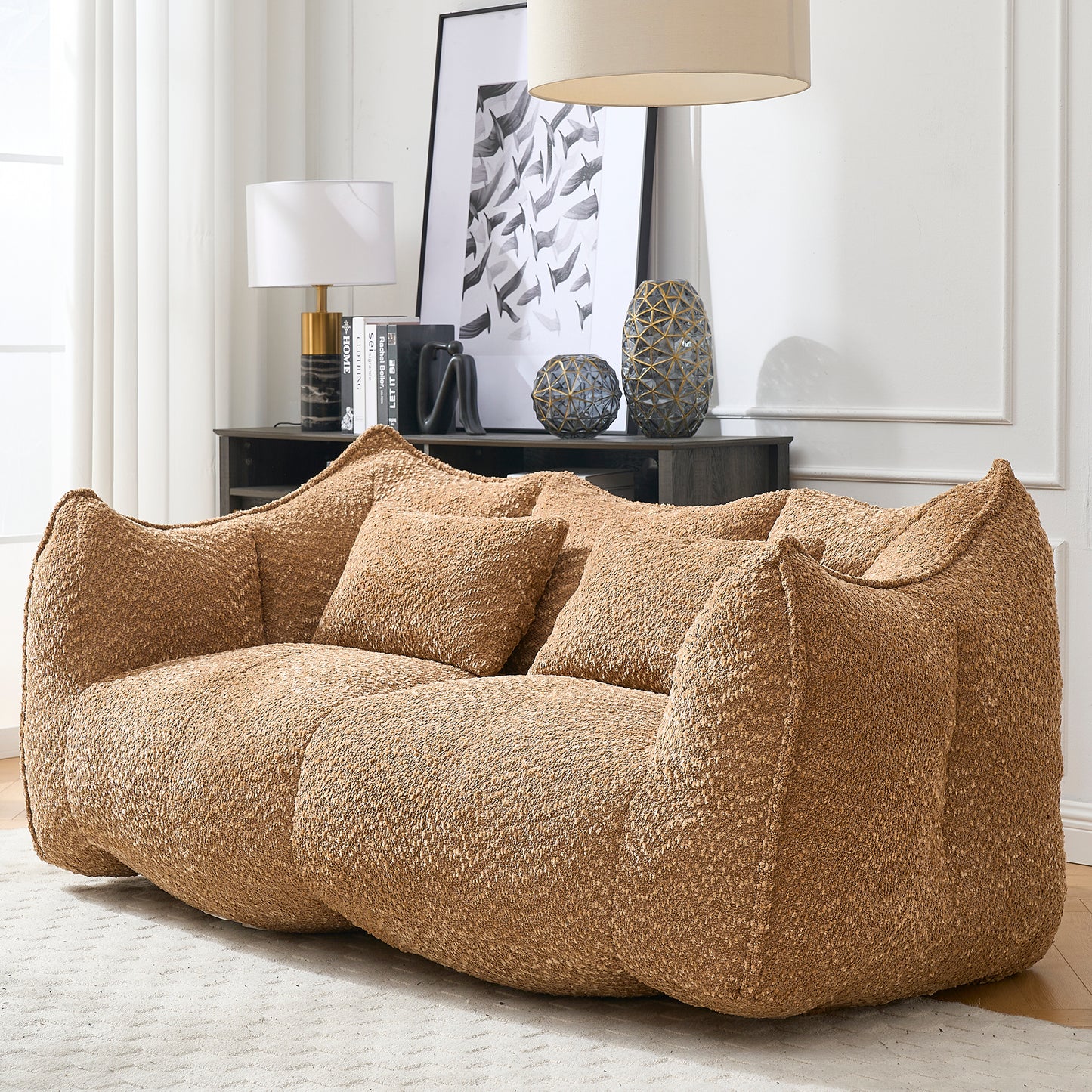 Soft beanbag chair with high resilience foam core for two people. The comfortable square recliner sofa is ideal for family members and friends engaged in games, reading, watching TV