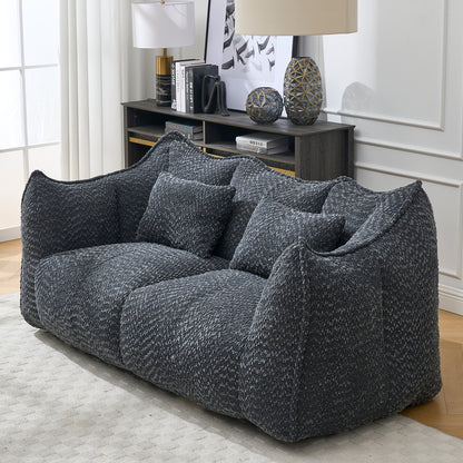 Soft beanbag chair with high resilience foam core for two people. The comfortable square recliner sofa is ideal for family members and friends engaged in games, reading, watching TV
