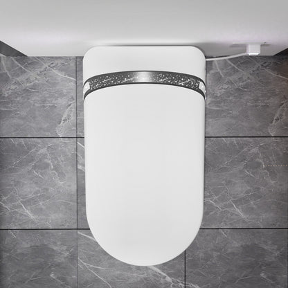 Elongated Smart Toilet with Bidet Built In,Tankless Design For Bathroom, Auto Open/Close Seat, Foot Kick, LED Display,Night Light, Warm Water & Dryer,White
