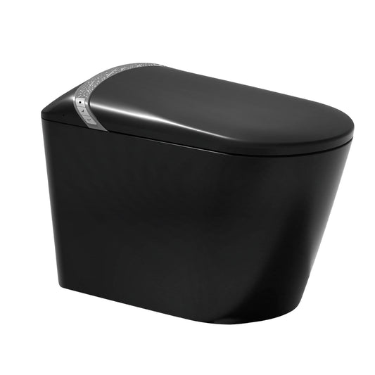 Starry Night Light Smart Toilet with Bidet Built In, Modern Design For Bathroom, Auto Open/Close Seat, Foot Sensor, LED Display,Night Light, Warm Water & Dryer,Matte Black
