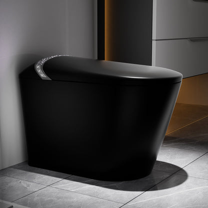 Starry Night Light Smart Toilet with Bidet Built In, Modern Design For Bathroom, Auto Open/Close Seat, Foot Sensor, LED Display,Night Light, Warm Water & Dryer,Matte Black
