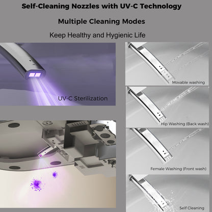 Starry Night Light Smart Toilet with Bidet Built In, Modern Design For Bathroom, Auto Open/Close Seat, Foot Sensor, LED Display,Night Light, Warm Water & Dryer,Matte Grey