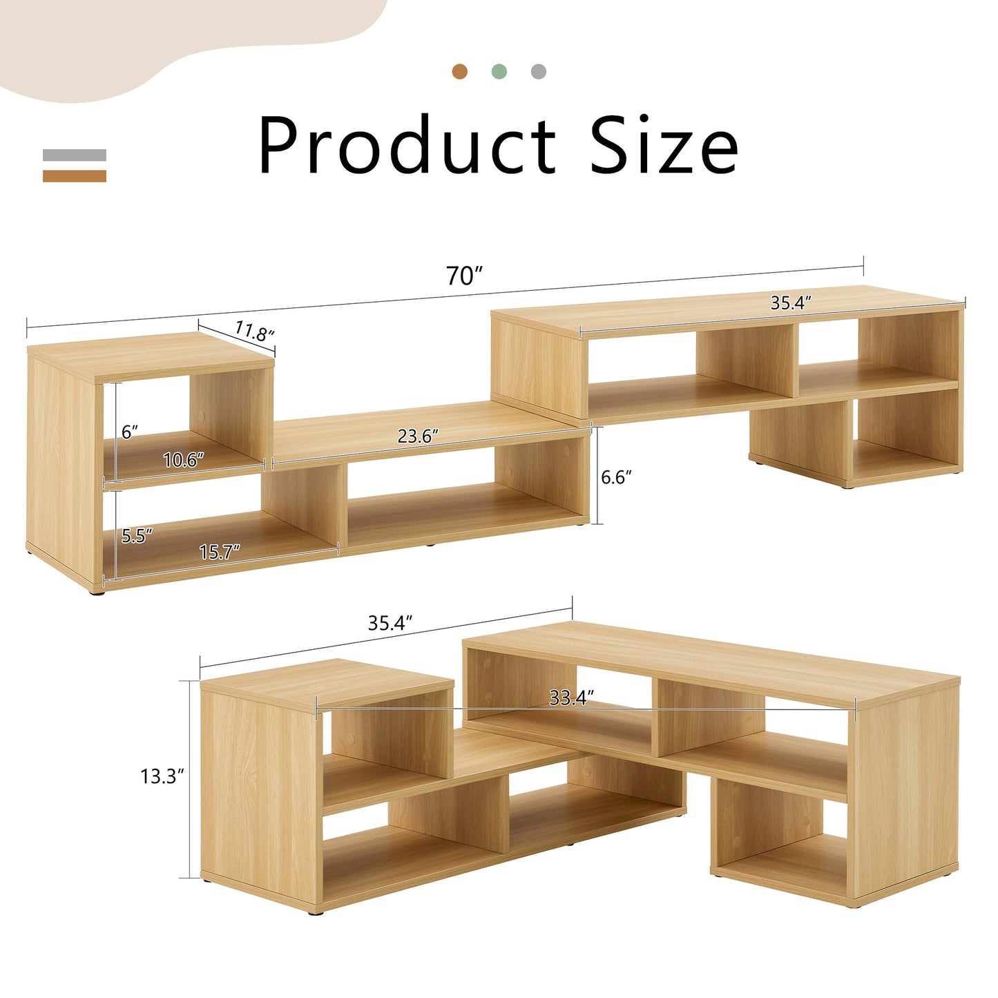 2 Pieces Cube TV Stand,Free Combination Gaming Entertainment Center Media Stand,Open Storage Bookcase Shelf for Living Room,2 Shelf Bookcase L-Shaped TV Console Stand,with Dimensions of 47.2*12*13.4.