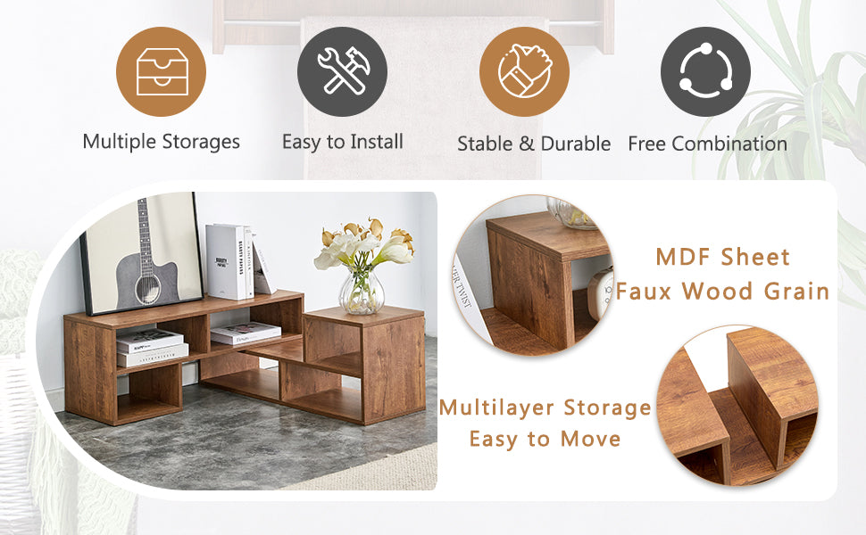 2 Pieces Cube TV Stand,Free Combination Gaming Entertainment Center Media Stand,Open Storage Bookcase Shelf for Living Room,2 Shelf Bookcase L-Shaped TV Console Stand,with Dimensions of 47.2*12*13.4.