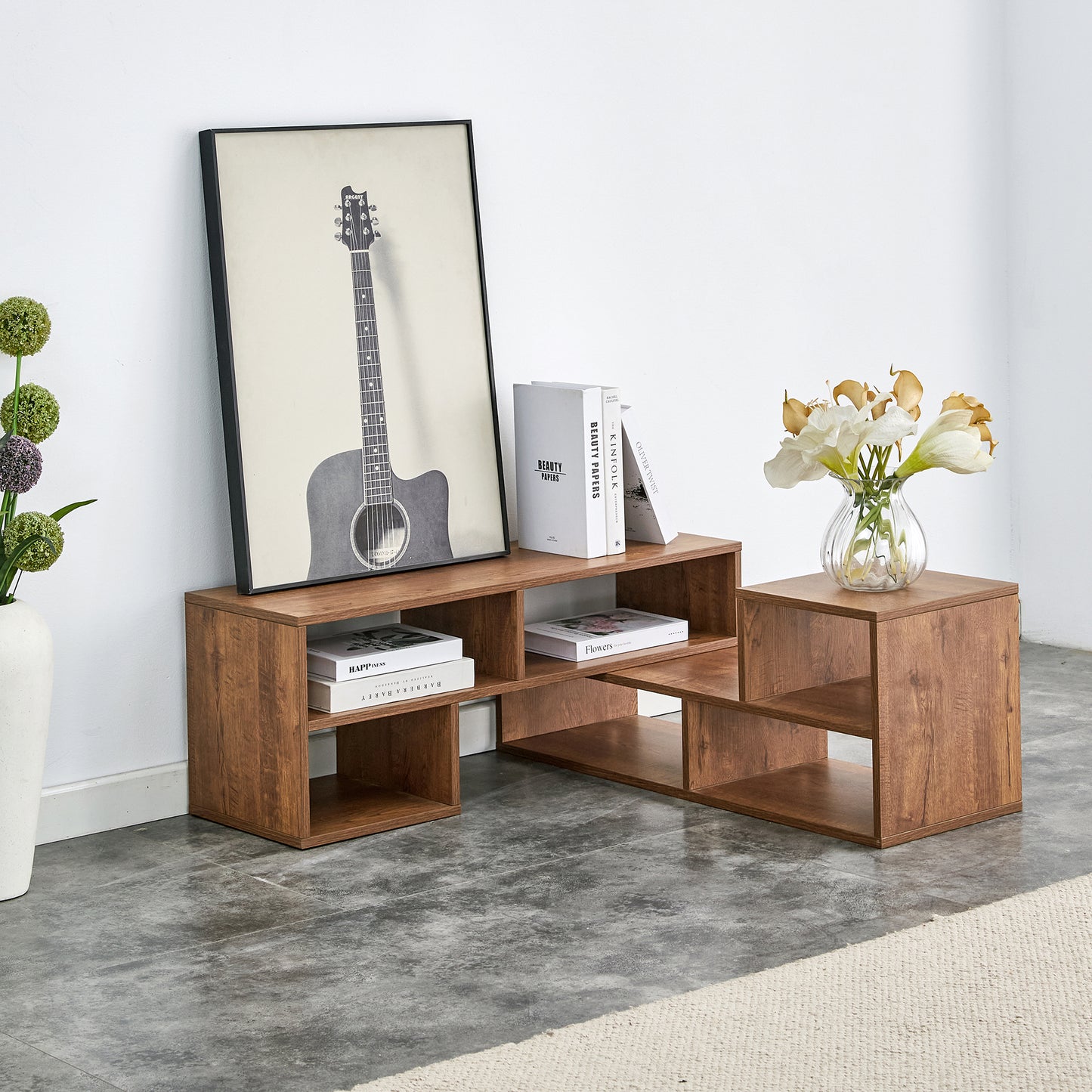 2 Pieces Cube TV Stand,Free Combination Gaming Entertainment Center Media Stand,Open Storage Bookcase Shelf for Living Room,2 Shelf Bookcase L-Shaped TV Console Stand,with Dimensions of 47.2*12*13.4.