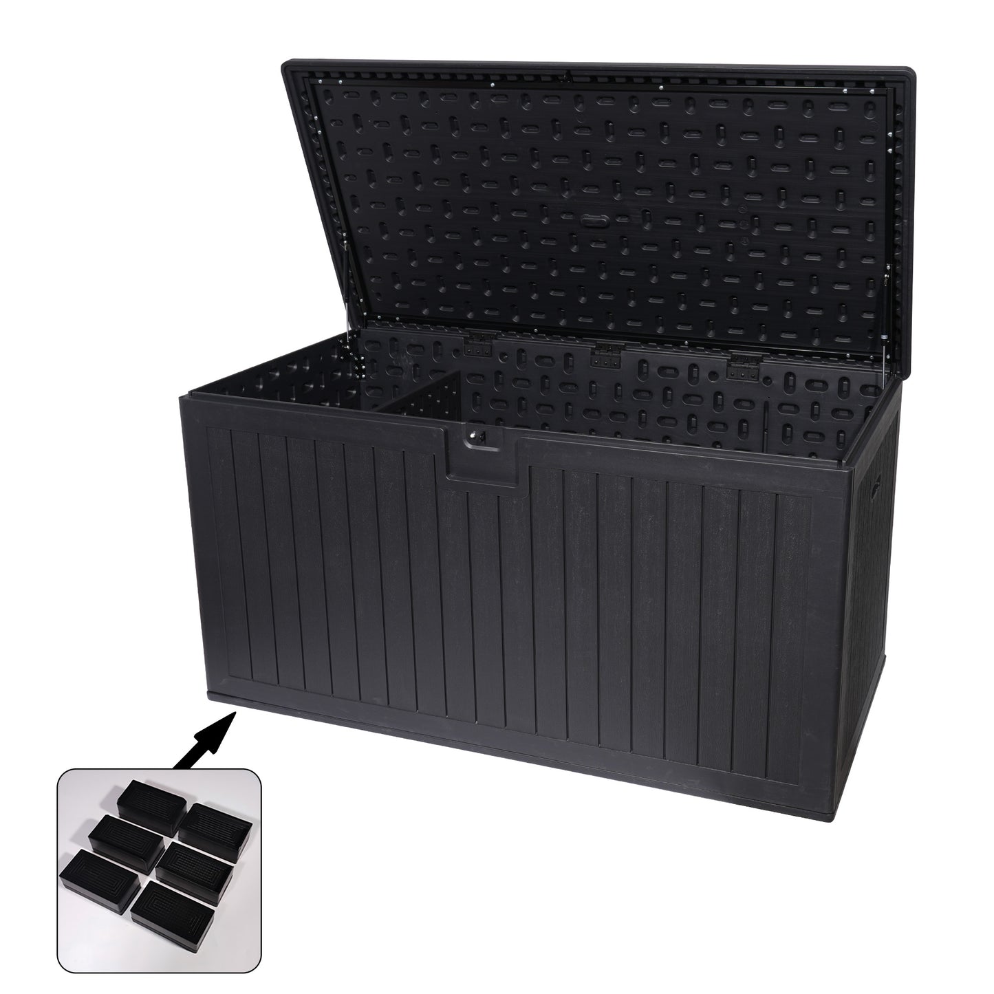 260 Gallon Resin Outdoor Deck Box Waterproof, Extra Large Patio Storage Box with Lockable Storage Containers for Patio Furniture Cushions, Pool Accessories, Garden Tools