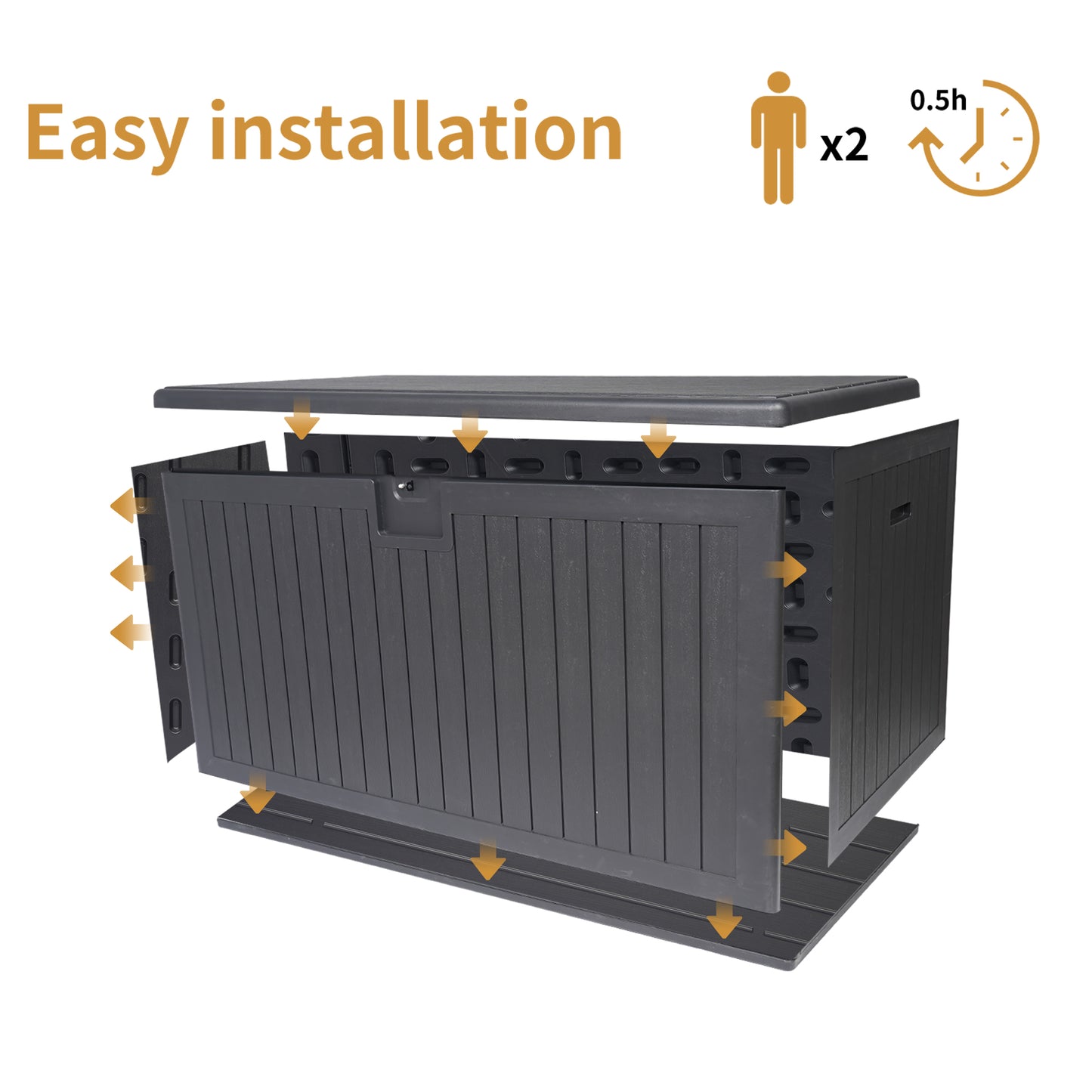 260 Gallon Resin Outdoor Deck Box Waterproof, Extra Large Patio Storage Box with Lockable Storage Containers for Patio Furniture Cushions, Pool Accessories, Garden Tools