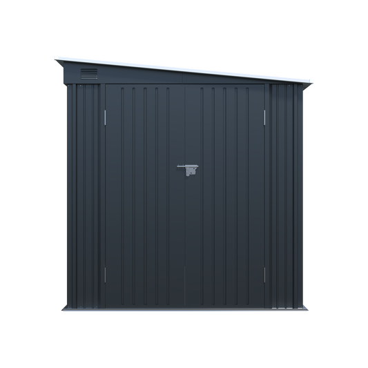 6x8FT Galvanized Steel Outdoor Storage Shed with Lockable Double Doors, Metal Lean to Shed with Free PC Light Board for Tools, Bikes & Patio Essentials (Without floors)