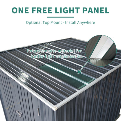 6x8FT Galvanized Steel Outdoor Storage Shed with Lockable Double Doors, Metal Lean to Shed with Free PC Light Board for Tools, Bikes & Patio Essentials (Without floors)