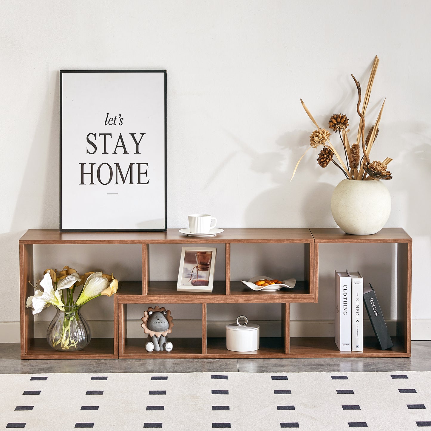 2 Pieces Cube TV Stand,Free Combination Gaming Entertainment Center Media Stand,Open Storage Bookcase Shelf for Living Room,2 Shelf Bookcase L-Shaped TV Console Stand,with Dimensions of 55.1*11.8*17.1