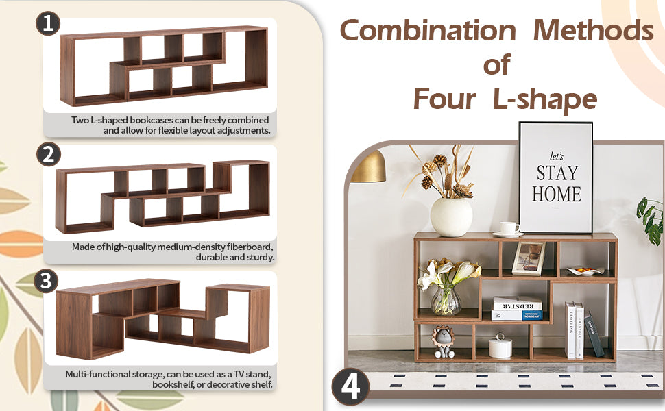 2 Pieces Cube TV Stand,Free Combination Gaming Entertainment Center Media Stand,Open Storage Bookcase Shelf for Living Room,2 Shelf Bookcase L-Shaped TV Console Stand,with Dimensions of 55.1*11.8*17.1